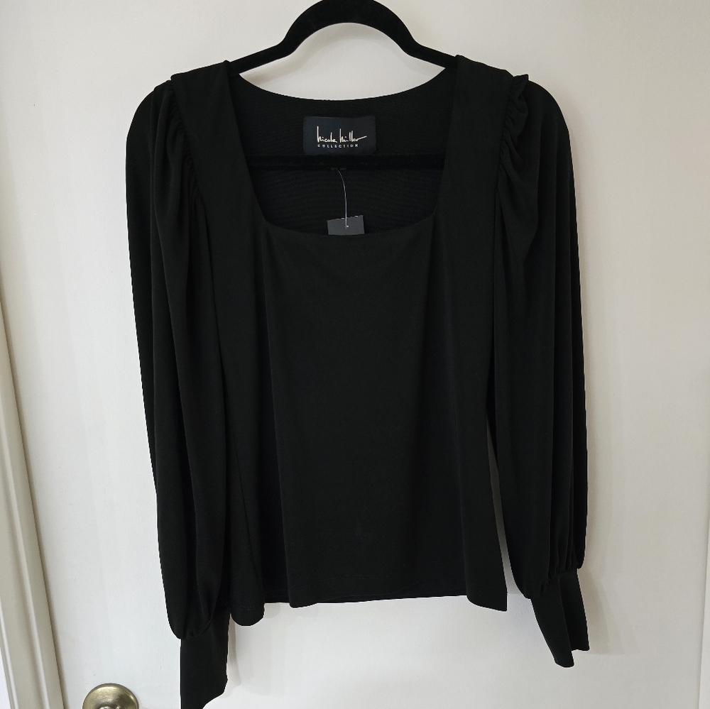 Nicole Miller Collection Black Blouse XS Petite